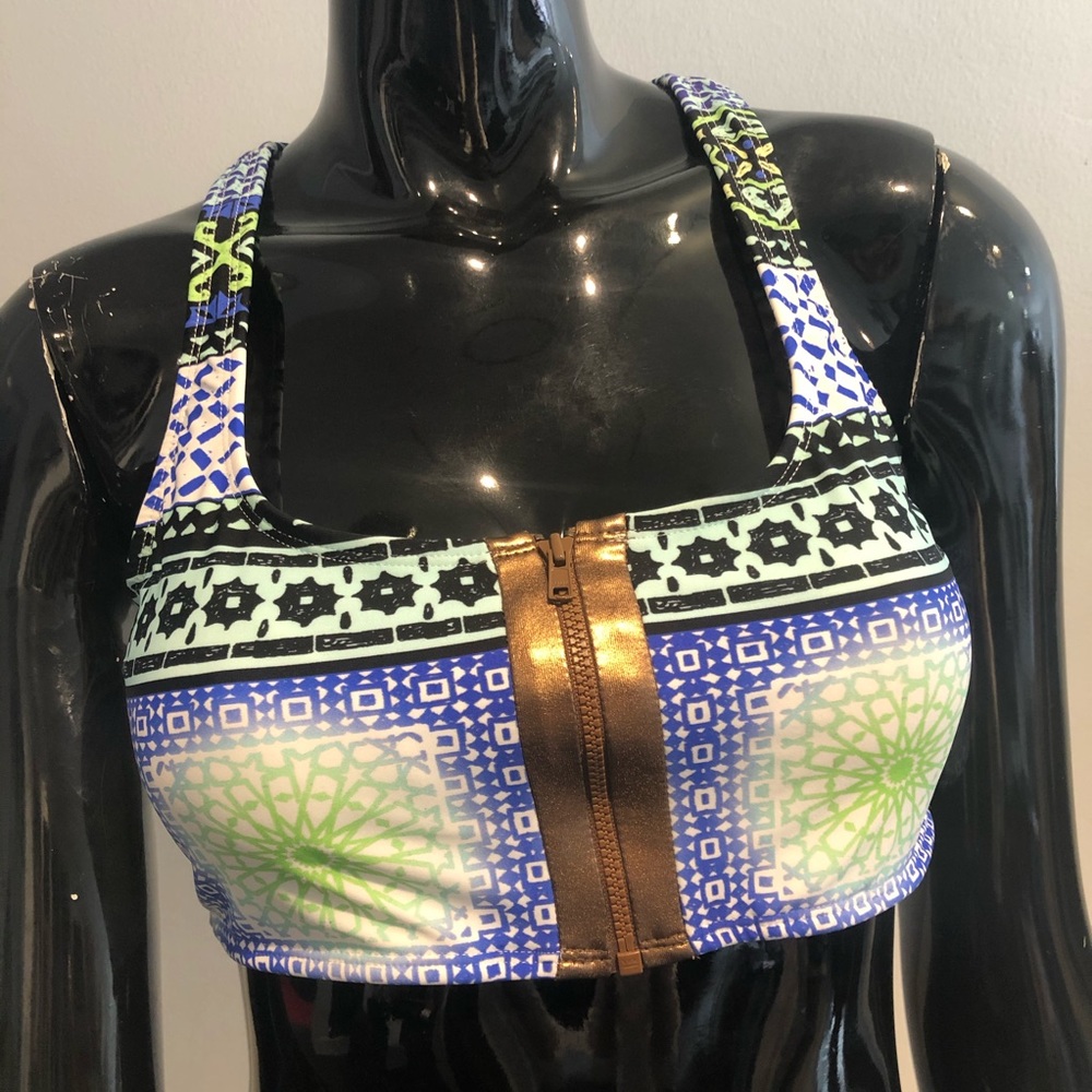 Nicole Miller La Plage Zip Front Sports Bra